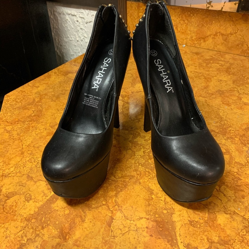 black platform high heels, comfortable - Picture 5 of 7